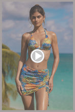 ISLA SALVAJE - Triangle Halter Top & Scrunch Up Mini Skirt • Multicolor