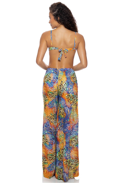 ISLA SALVAJE - Minimal Balconette Top & Open Sides Wide Leg Pant • Multicolor