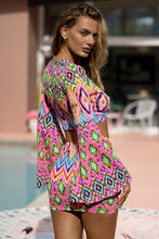 MIAMI SORBET - Bell Sleeve Scrunched Crop Top & Scrunch Up Mini Skirt • Multicolor