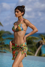 LUSH HORIZONS - Triangle Halter Top & Ruffled Sarong Mini Skirt • Multicolor