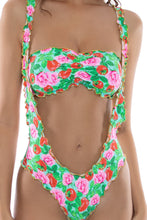 STRAWBERRY FIELDS - Wavy Luxe Stitch Bandeau Top & Wavy Luxe Stitch Suspender Ruched Back Brazilian Bottom • Multicolor