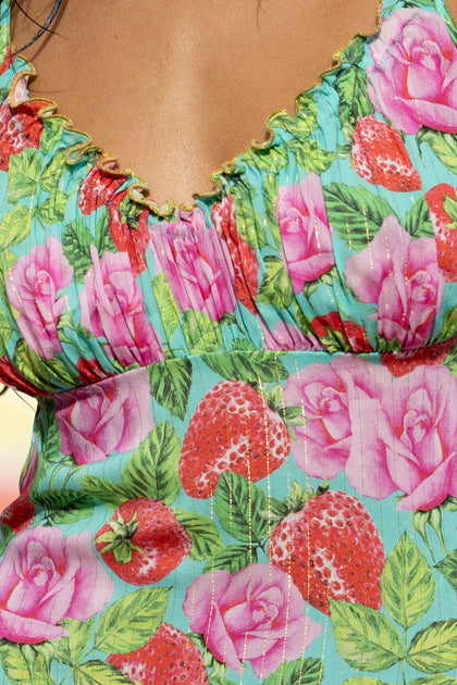 STRAWBERRY FIELDS - Ruched Bust Cami Dress • Multicolor