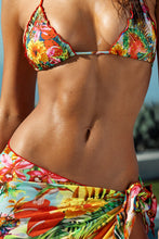 BIRDS OF PARADISE - Crystallized Wavy Triangle Top & Sarong Mini Skirt • Multicolor