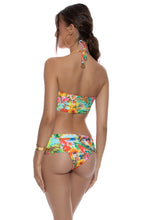 BIRDS OF PARADISE - Knotted Halter Bandeau Top & Knotted Banded Scrunch Side Moderate Bottom • Multicolor