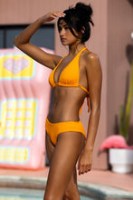 WAVY BABY - Triangle Halter Top & Seamless Full Ruched Back Bottom • Florida Citrus