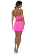 WAVY BABY - Drawstring Tube Top & Mini Skirt • Blazing Pink