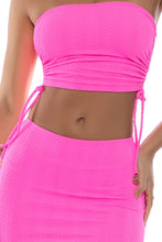 WAVY BABY - Drawstring Tube Top & Mini Skirt • Blazing Pink