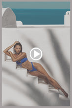 WAVY BABY - Drawstring Keyhole Bralette & High Leg Brazilian Bottom • Blue