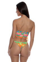 PALM BREEZE - Wavy Luxe Stitch Drawstring Tube Top & Wavy Luxe Stitch High Leg Brazilian Bottom • Multicolor
