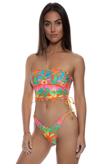 PALM BREEZE - Wavy Luxe Stitch Drawstring Tube Top & Wavy Luxe Stitch High Leg Brazilian Bottom • Multicolor
