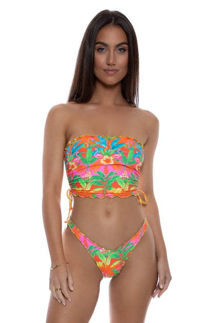 PALM BREEZE - Wavy Luxe Stitch Drawstring Tube Top & Wavy Luxe Stitch High Leg Brazilian Bottom • Multicolor