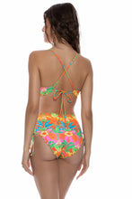 PALM BREEZE - Wavy Luxe Stitch Drawstring Keyhole Bralette Top & Wavy Luxe Stitch High Waist Ruched Back Bottom • Multicolor