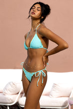 FOREVER LULI - Wavy Luxe Stitch Triangle Top & Wavy Luxe Stitch Brazilian Tie Side Ruched Back Bottom • Aqua