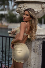 FOREVER LULI - Wavy Luxe Stitch Minimal Balconette Top & Wavy Luxe Stitch Scrunched Up Mini Skirt • Gold Rush Influencer