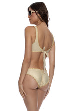 FOREVER LULI - Wavy Luxe Stitch Scoop Neck Drawstring Top & Wavy Luxe Stitch Full Ruched Back Bottom • Gold Rush