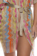 MIAMI ERA - Open Front Tie Short Poncho • Multicolor