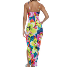 TROPICAL ILLUSIONS - Fitted Side Slit Maxi Dress