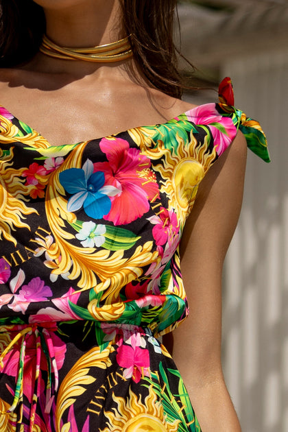 LOVE BY THE SUN - Cowl Neck Short Dress • Multicolor