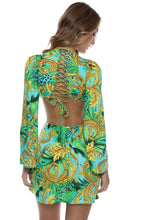 PALM ISLAND - Deep V Ring Cut Out Short Dress • Multicolor