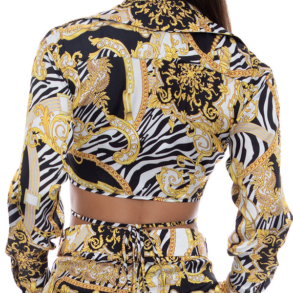 GODDESS VIBES - Collared Wrap Crop Top