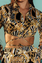 GODDESS VIBES - Collared Wrap Crop Top & Belt Short • Multicolor