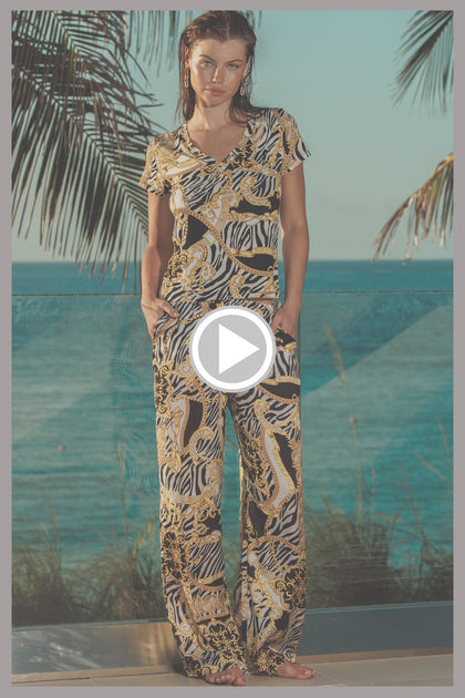 GODDESS VIBES - V Neck T Shirt & Elastic Waistband Pant • Multicolor