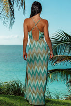 QUEEN LULI - Cross Back Long Dress • Multi Green