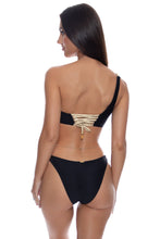 SAIL ON - One Shoulder Braided Laced Back Top & Braided Moderate Bottom • Black