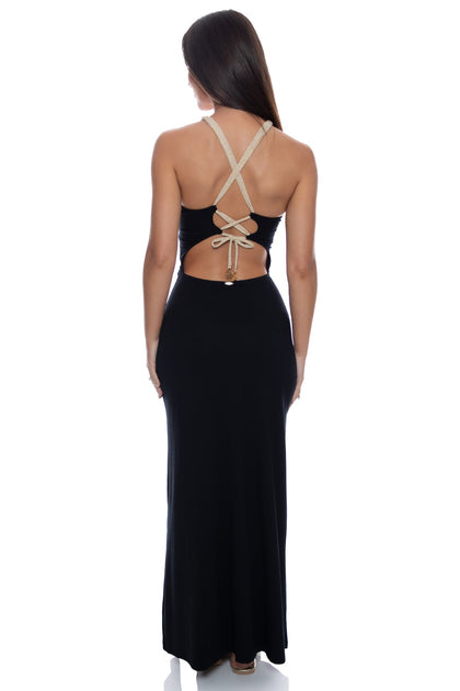 SAIL ON - Braided Long Dress • Black