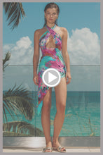 TREASURE - Halter Neck Cut Out Asymmetric Midi Dress • Multicolor