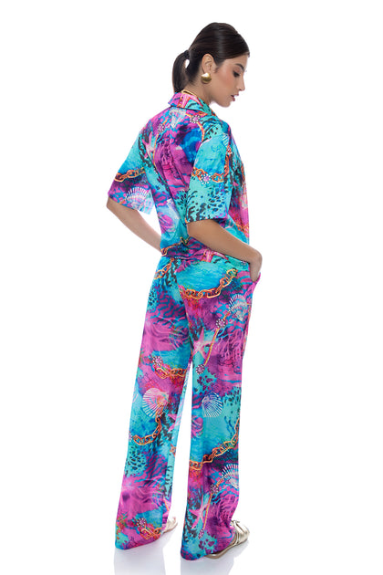 TREASURE - Collared 3/4 Sleeve Button Up Shirt & Elastic Waistband Pant • Multicolor Campaign