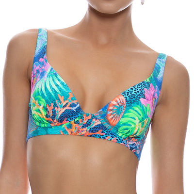 TROPICAL SIREN - Underwire Plunge Top & Sarong Mini Skirt • Multicolor