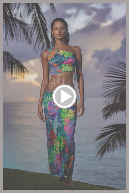 TROPICAL SIREN - One Shoulder Top & Adjustable Shirred Maxi Skirt  • Multicolor