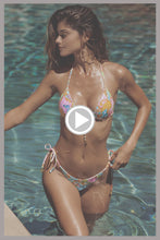 SHE'S CUTE - Crystallized Seamless Triangle Top & Crystallized Seamless Ruched Back Brazilian Tie Side Bottom • Multicolor