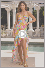 SHE'S CUTE - Drawstring Halter Asymmetrical Ruffle Dress • Multicolor