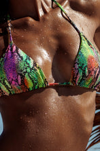 ELECTRIC SKIN - Seamless Triangle Top & Seamless Wavy Ruched Back Brazilian Tie Side Bottom • Multi Neon