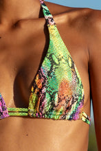 ELECTRIC SKIN - Triangle Halter Top & Seamless Full Ruched Back Bottom • Multi Neon