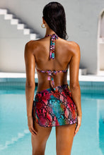 ELECTRIC SKIN - Triangle Halter Top & Sarong Mini Skirt • Multicolor