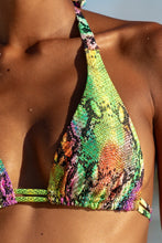 ELECTRIC SKIN - Triangle Halter Top & Sarong Mini Skirt • Multi Neon