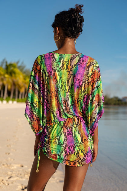 ELECTRIC SKIN - Cabana V Neck Dress • Multi Neon