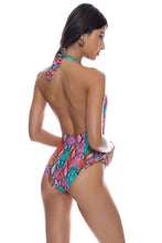 ELECTRIC SKIN - Front Twist Halter One Piece Fuller Coverage • Multicolor