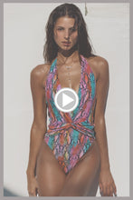 ELECTRIC SKIN - Front Twist Halter One Piece Fuller Coverage • Multicolor