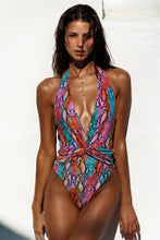 ELECTRIC SKIN - Front Twist Halter One Piece Fuller Coverage • Multicolor