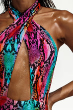 ELECTRIC SKIN - Halter Neck Cut Out Long Dress • Multicolor