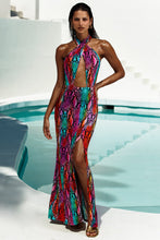 ELECTRIC SKIN - Halter Neck Cut Out Long Dress • Multicolor