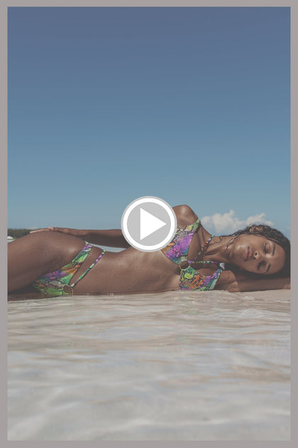 ELECTRIC SKIN - Ring Tank Top & Ring String Moderate Bottom • Multi Neon