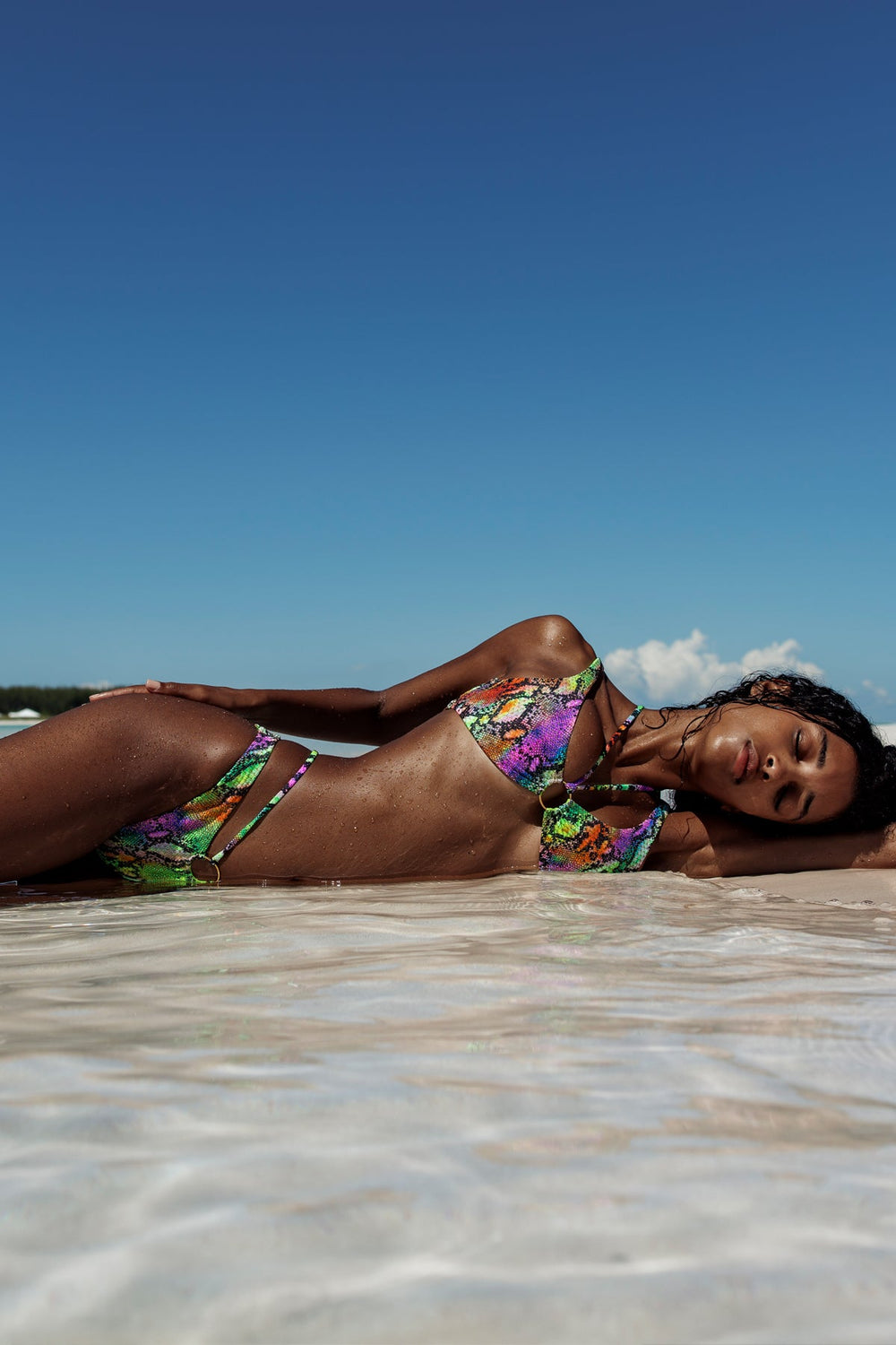 ELECTRIC SKIN - Ring Tank Top & Ring String Moderate Bottom • Multi Neon