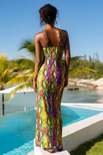 ELECTRIC SKIN - Fitted Side Slit Maxi Dress • Multi Neon