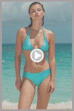 SIREN SONG - Triangle Halter Top & Seamless Full Ruched Back Bottom • Aqua