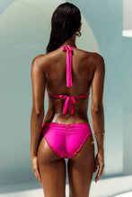 WAVE CHASER - Triangle Halter Top & Seamless Full Ruched Back Bottom • Fuchsia